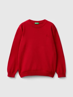 Benetton, Sweater In Pure Cotton With Logo, size 104, Red, Kids United Colors of Benetton