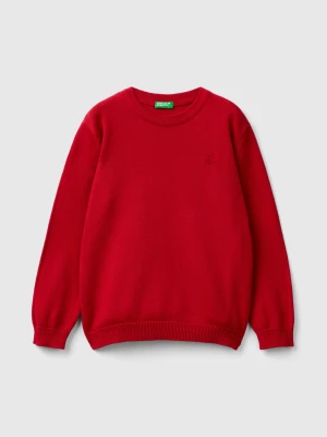 Benetton, Sweater In Pure Cotton With Logo, size 104, Red, Kids United Colors of Benetton