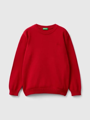 Benetton, Sweater In Pure Cotton With Logo, size 110, Red, Kids United Colors of Benetton