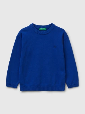 Benetton, Sweater In Pure Cotton With Logo, size 116, Bright Blue, Kids United Colors of Benetton