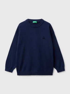 Benetton, Sweater In Pure Cotton With Logo, size 116, Dark Blue, Kids United Colors of Benetton