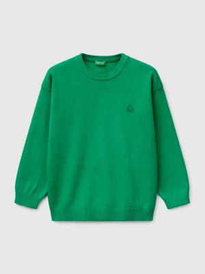 Benetton, Sweater In Pure Cotton With Logo, size 116, Green, Kids United Colors of Benetton