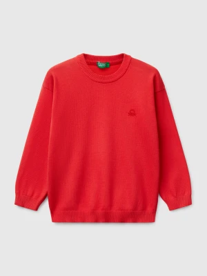 Benetton, Sweater In Pure Cotton With Logo, size 116, Red, Kids United Colors of Benetton