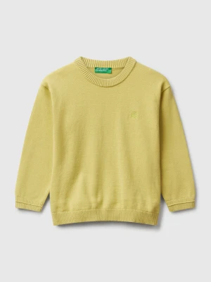 Benetton, Sweater In Pure Cotton With Logo, size 116, Yellow, Kids United Colors of Benetton