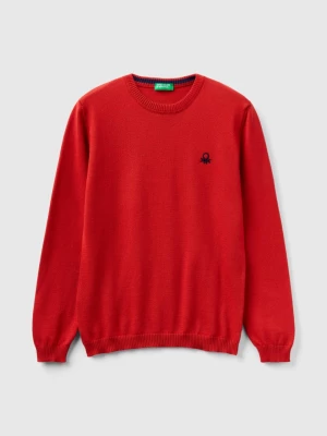 Benetton, Sweater In Pure Cotton With Logo, size 2XL, Brick Red, Kids United Colors of Benetton