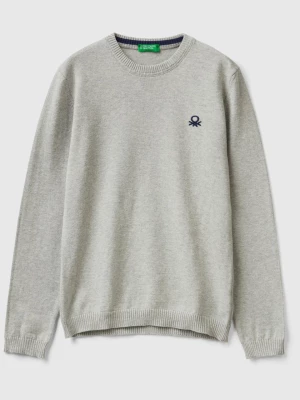 Benetton, Sweater In Pure Cotton With Logo, size 2XL, Light Gray, Kids United Colors of Benetton