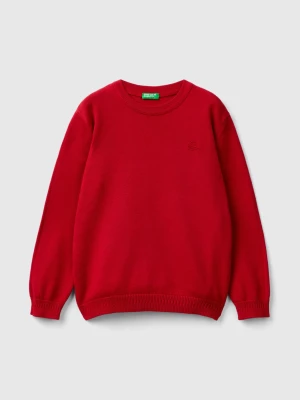 Benetton, Sweater In Pure Cotton With Logo, size 82, Red, Kids United Colors of Benetton