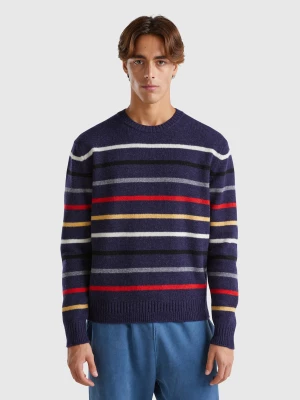 Benetton, Sweater In Pure Shetland Wool, size L, Dark Blue, Men United Colors of Benetton