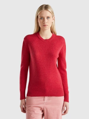 Benetton, Sweater In Pure Shetland Wool, size L, Red, Women United Colors of Benetton