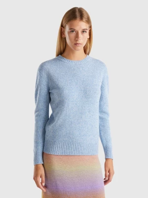 Benetton, Sweater In Pure Shetland Wool, size M, Light Blue, Women United Colors of Benetton