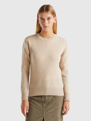 Benetton, Sweater In Pure Shetland Wool, size XL, Beige, Women United Colors of Benetton