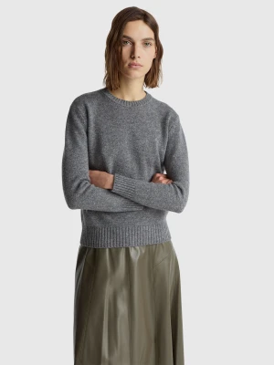 Benetton, Sweater In Pure Shetland Wool, Size: XS, Dark Gray, Women United Colors of Benetton