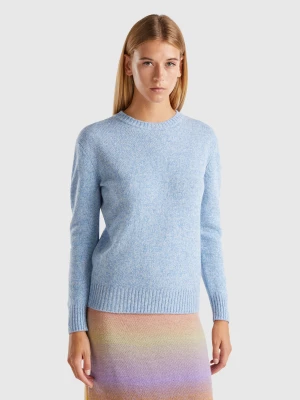 Benetton, Sweater In Pure Shetland Wool, size XL, Light Blue, Women United Colors of Benetton