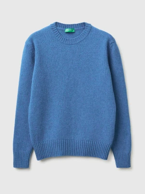 Benetton, Sweater In Pure Shetland Wool, Size: XXS, Light Blue, Women United Colors of Benetton