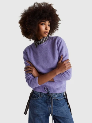 Benetton, Sweater In Pure Shetland Wool, Size: L, Lilac, Women United Colors of Benetton