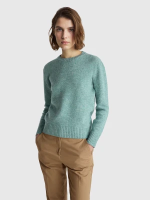 Benetton, Sweater In Pure Shetland Wool, Size: XXS, Aqua, Women United Colors of Benetton