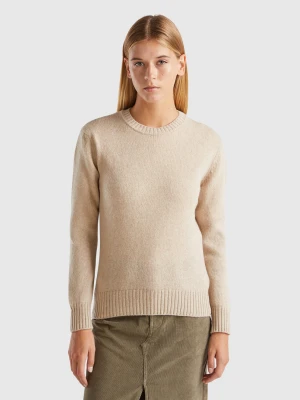 Benetton, Sweater In Pure Shetland Wool, Size: XXS, Beige, Women United Colors of Benetton