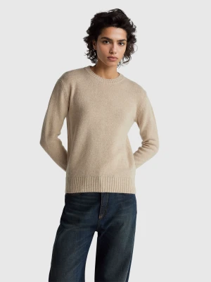 Benetton, Sweater In Pure Shetland Wool, Size: XXS, Beige, Women United Colors of Benetton