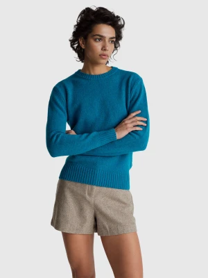 Benetton, Sweater In Pure Shetland Wool, Size: XXS, Teal, Women United Colors of Benetton
