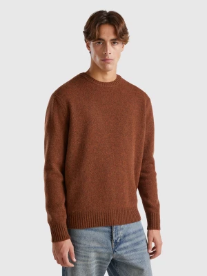 Benetton, Sweater In Shetland Wool, size L, Brown, Men United Colors of Benetton