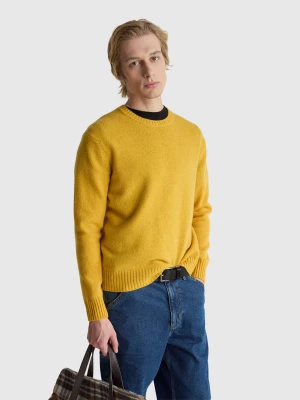 Benetton, Sweater In Shetland Wool, Size: XS, Mustard, Men United Colors of Benetton