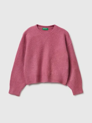 Benetton, Sweater In Stretch Cotton Blend, Size: XL, Pink, Kids United Colors of Benetton