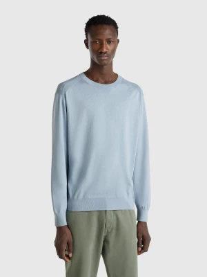 Benetton, Sweater In Viscose And Silk Blend, size XL, Light Blue, Men United Colors of Benetton