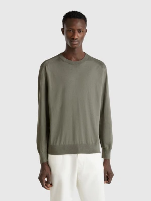 Benetton, Sweater In Viscose And Silk Blend, size M, Military Green, Men United Colors of Benetton
