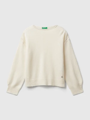 Benetton, Sweater In Viscose Blend, size XL, Creamy White, Kids United Colors of Benetton