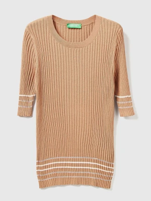 Benetton, Sweater In Viscose Blend, Size: XXS, Camel, Women United Colors of Benetton