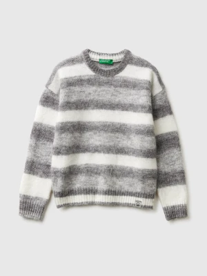 Benetton, Sweater In Wool And Alpaca Blend, Size: XL, Gray, Kids United Colors of Benetton