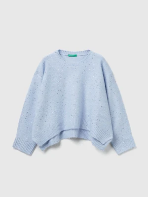 Benetton, Sweater In Wool And Lurex Blend, Size: S, Light Blue, Kids United Colors of Benetton