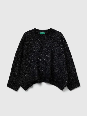 Benetton, Sweater In Wool And Lurex Blend, Size: XL, Black, Kids United Colors of Benetton
