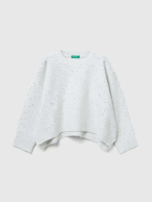 Benetton, Sweater In Wool And Lurex Blend, Size: XL, Creamy White, Kids United Colors of Benetton