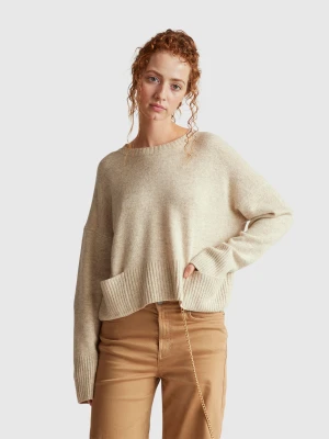 Benetton, Sweater In Wool And Viscose Blend, Size: XXS, Beige, Women United Colors of Benetton
