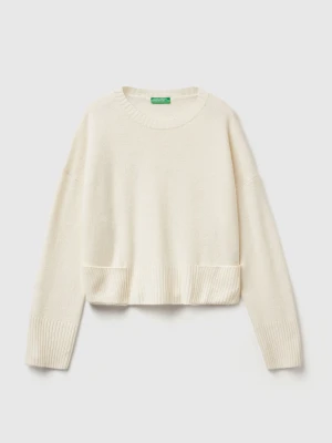 Benetton, Sweater In Wool And Viscose Blend, Size: XXS, Creamy White, Women United Colors of Benetton