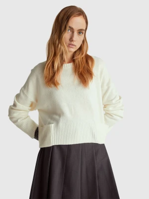 Benetton, Sweater In Wool And Viscose Blend, Size: XXS, Creamy White, Women United Colors of Benetton