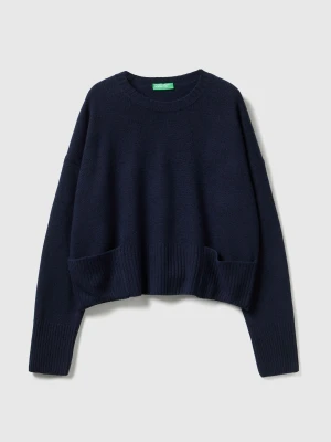 Benetton, Sweater In Wool And Viscose Blend, Size: XXS, Dark Blue, Women United Colors of Benetton