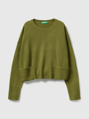 Benetton, Sweater In Wool And Viscose Blend, Size: XXS, Military Green, Women United Colors of Benetton
