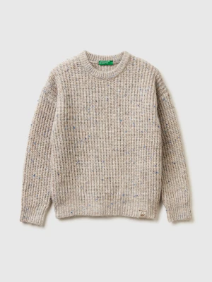 Benetton, Sweater In Wool Blend, Size: M, Beige, Kids United Colors of Benetton