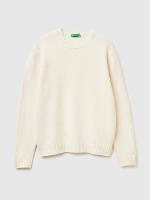 Benetton, Sweater In Wool Blend, Size: XS, Creamy White, Men United Colors of Benetton