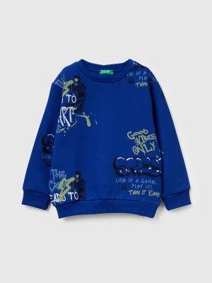 Benetton, Regular Fit Sweatshirt With Print, Size: 116, Bright Blue, Kids United Colors of Benetton