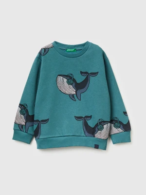 Benetton, Regular Fit Sweatshirt With Print, Size: 90, Teal, Kids United Colors of Benetton