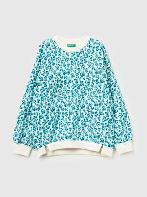 Benetton, Light Blue Sweatshirt With Animal Print, Size: XL, Aqua, Kids United Colors of Benetton