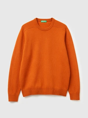 Benetton, Crew Neck Sweater In Pure Merino Wool, Size: XS, Orange, Men United Colors of Benetton