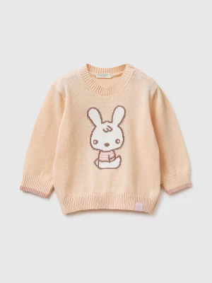 Benetton, Sweater With Bunny Inlay, Size: 82, Pink, Kids United Colors of Benetton