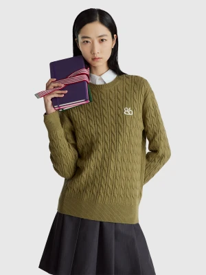 Benetton, Sweater With Cables, Size: OS, Women United Colors of Benetton