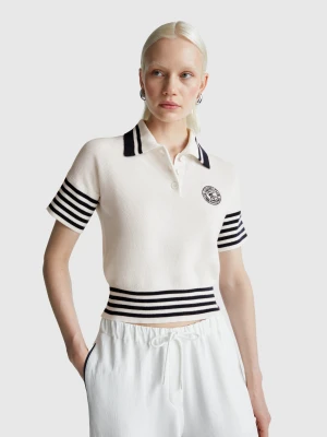 Benetton, Sweater With Collar, size XXS, Creamy White, Women United Colors of Benetton
