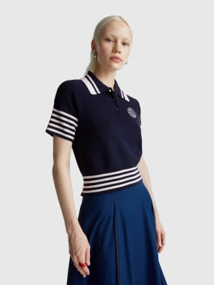 Benetton, Sweater With Collar, size XXS, Dark Blue, Women United Colors of Benetton