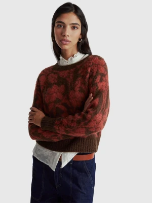 Benetton, Sweater With Floral Pattern, Size: XXS, Dark Brown, Women United Colors of Benetton